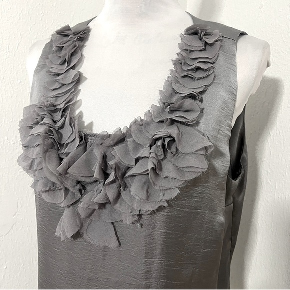 Adiva Women’s Large Elegant Ruffled Blouse in Gray EUC Going Out, Meeting, Party - Picture 2 of 7